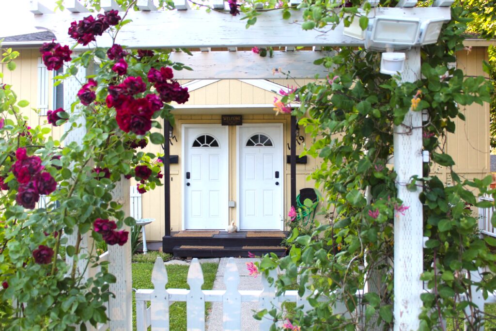 A duplex in Spokane surrounded by roses