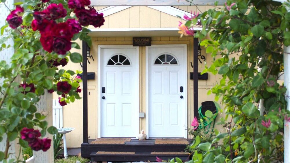 A duplex in Spokane surrounded by roses
